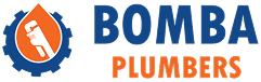 Bomba Plumbers logo featuring a water drop forming part of a pipe – the company’s brand icon.