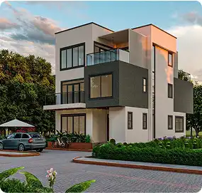 Modern three-story residential building with a car driveway – example of Bomba Plumbers housing project.
