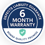 Blue badge reading “6-month warranty,” indicating Bomba Plumbers’ defects-liability guarantee.